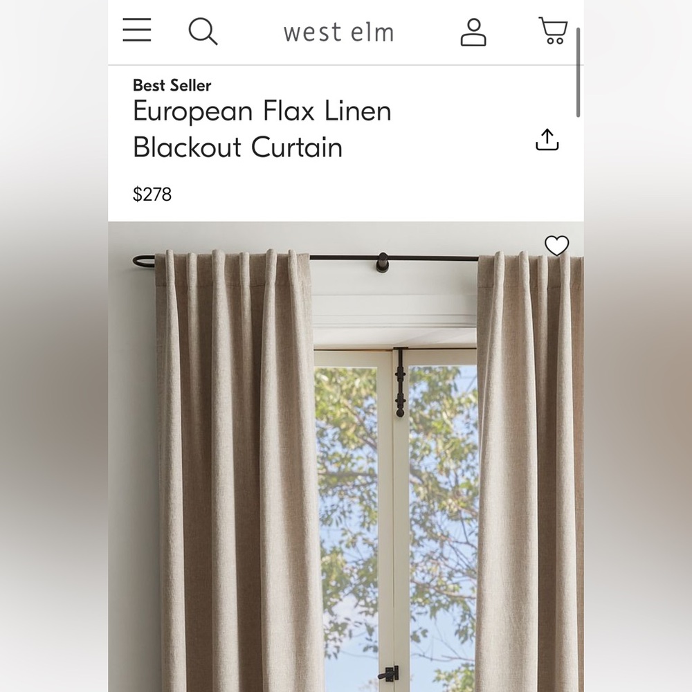 West Elm Blackout Curtains in Dark Flax- 4 Panels